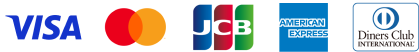 Visa、MasterCard、JCB、American Express、Dinersのロゴマーク